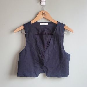 Linen blend suiting vest
